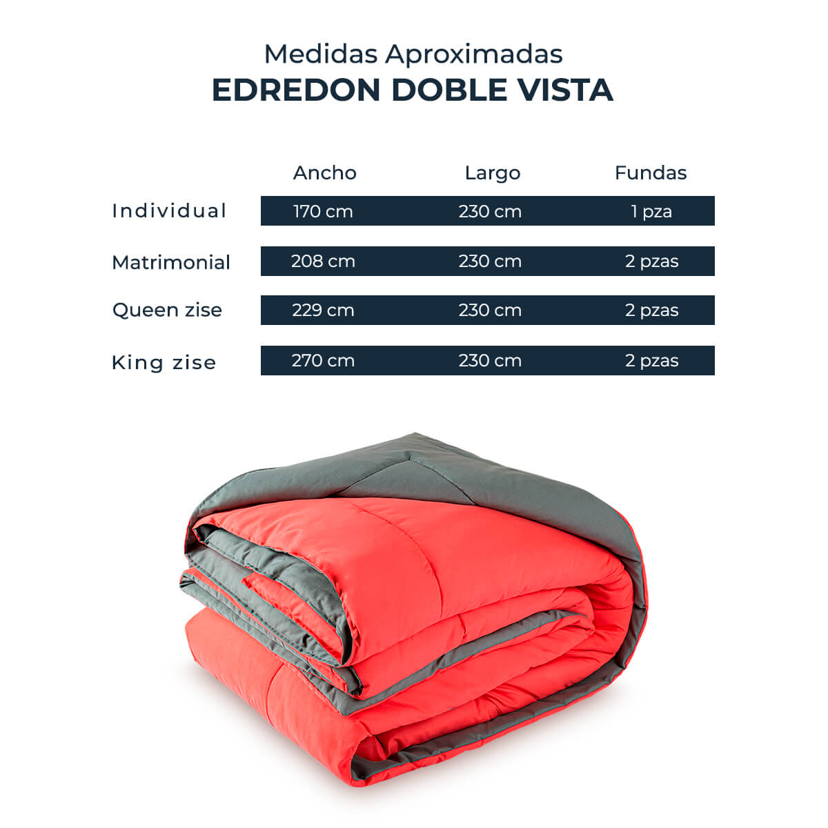 Edredón Spring Air Doble Vista Coral-Gris