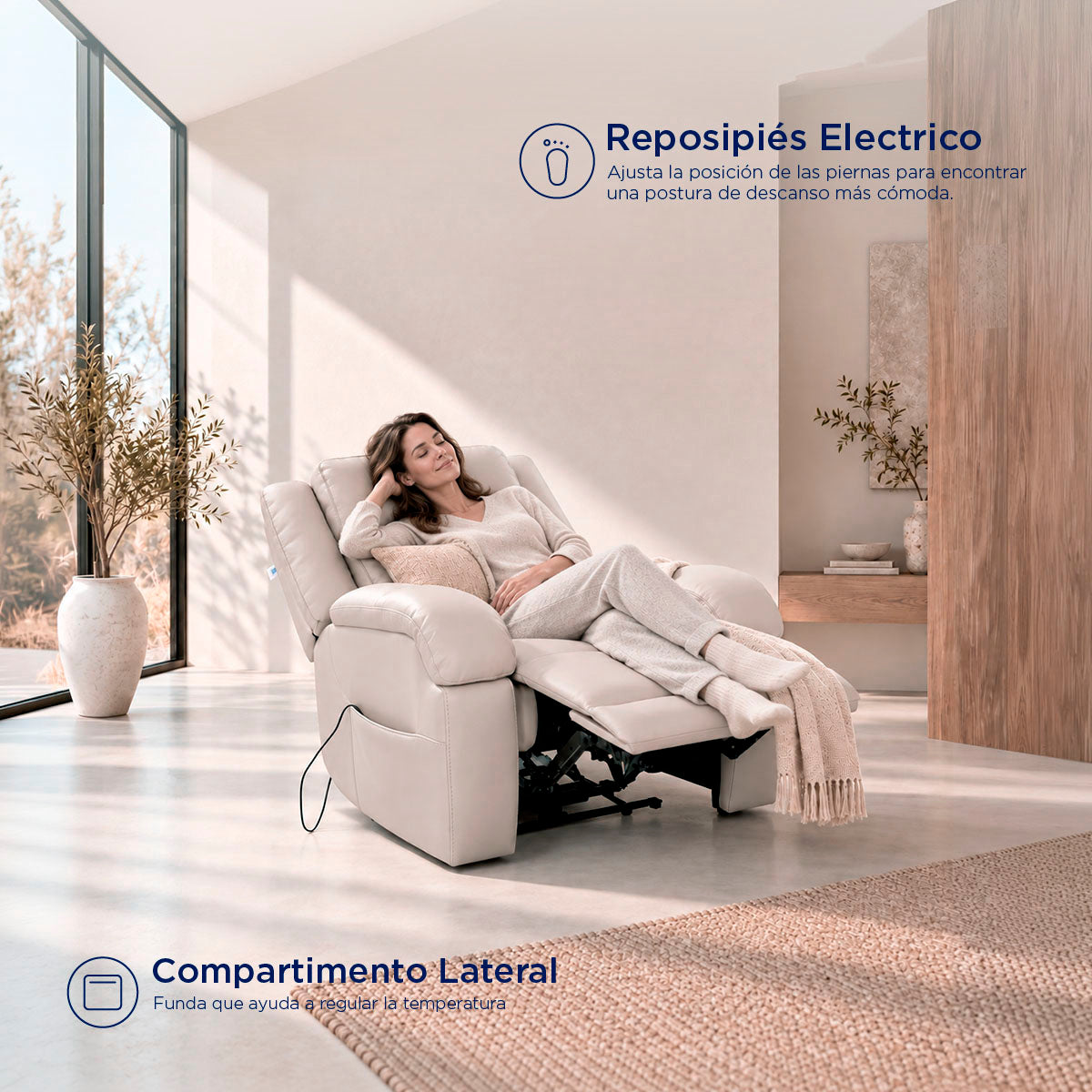 Reclinable Eléctrico Nago Con Masaje Spring Air Beige