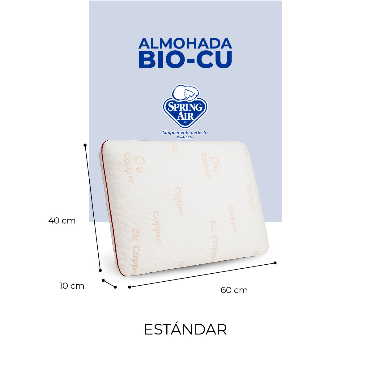Almohada Bio Copper Spring Air Memory Foam Firmeza Media