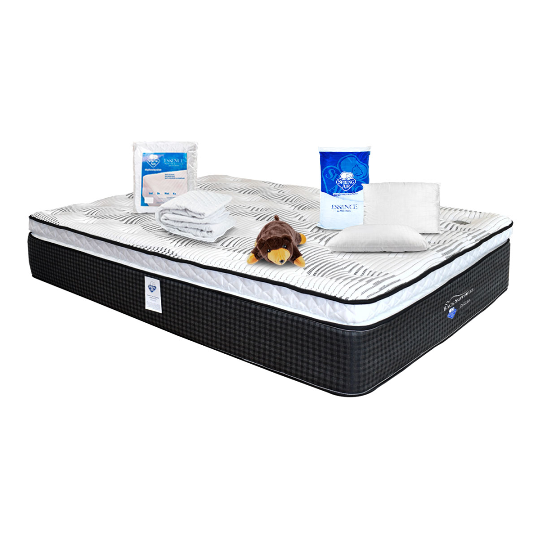 Colchón Collins +2 Pack Almohadas Memory Foam  + Protector Dry Tech + Oso almohada