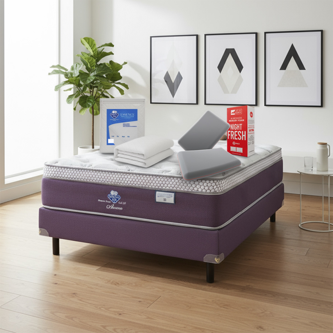 Paquete Juego New Aurora + Protector Essence + 2 Pack Almohada Night Fresh