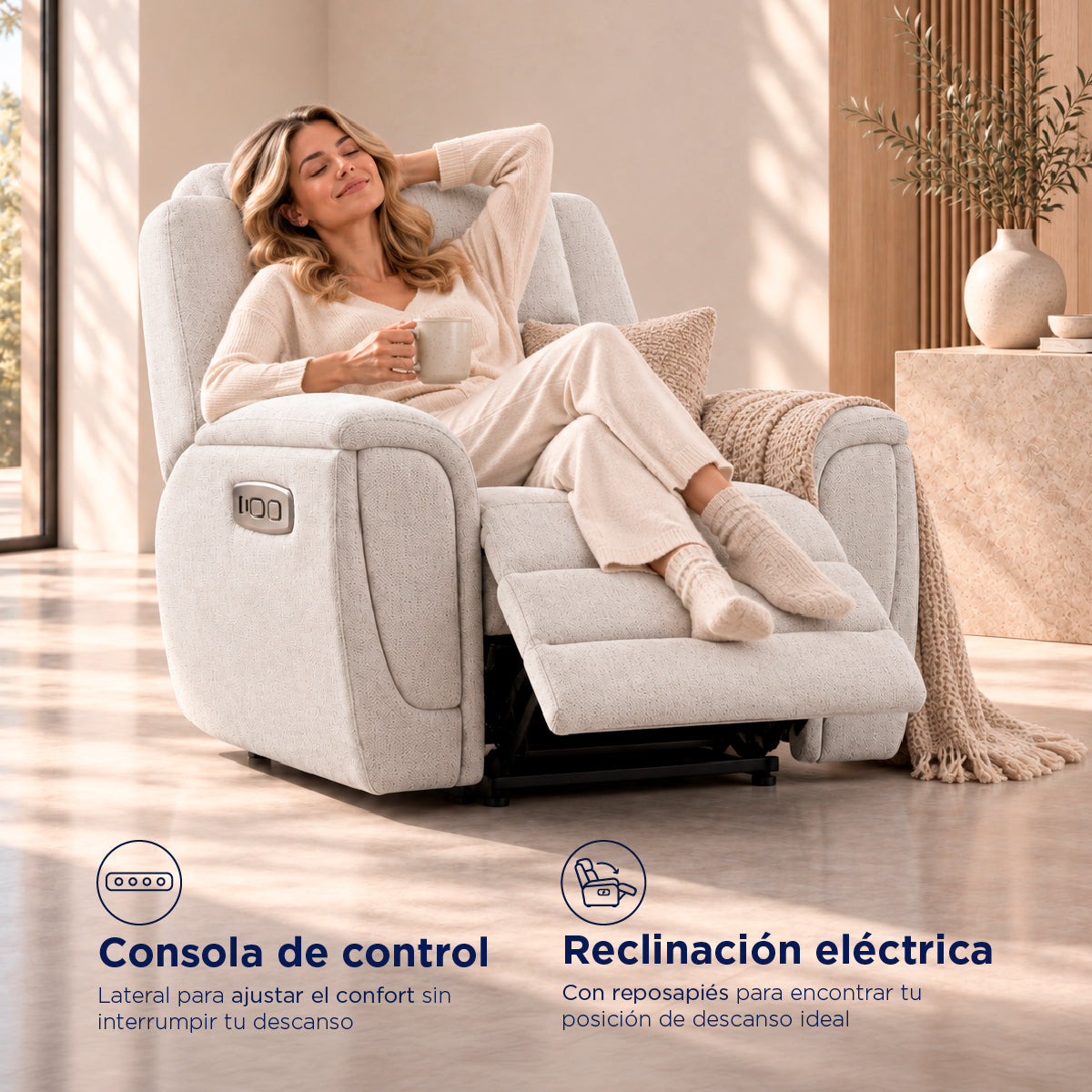 Sofá Reclinable Eléctrico Milo Spring Air Gris Plata