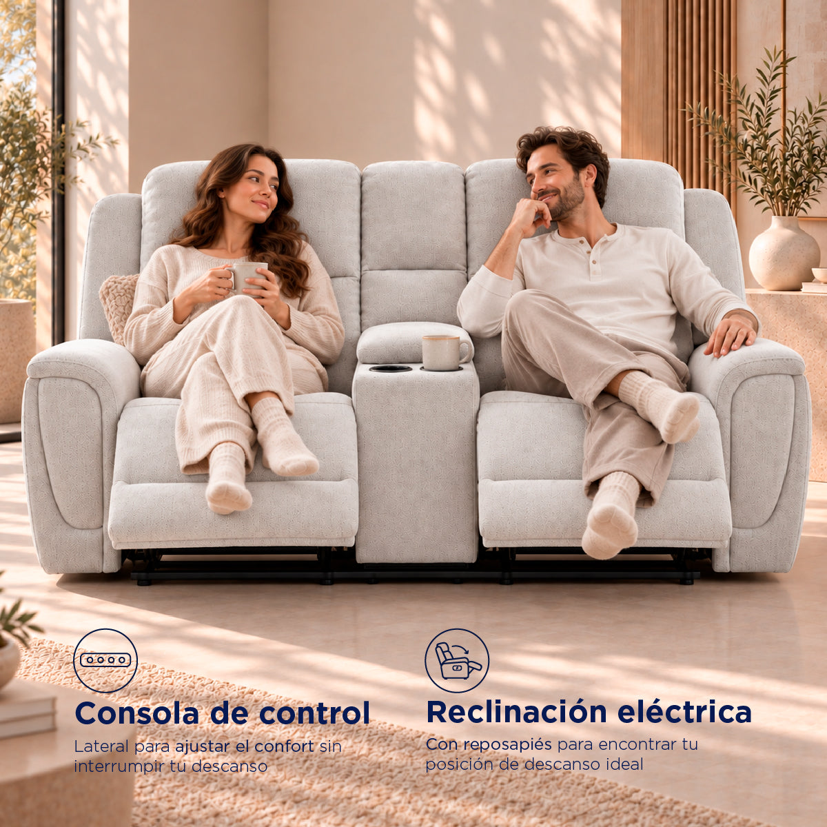 Sofá Reclinable Eléctrico Milo Spring Air Gris Plata