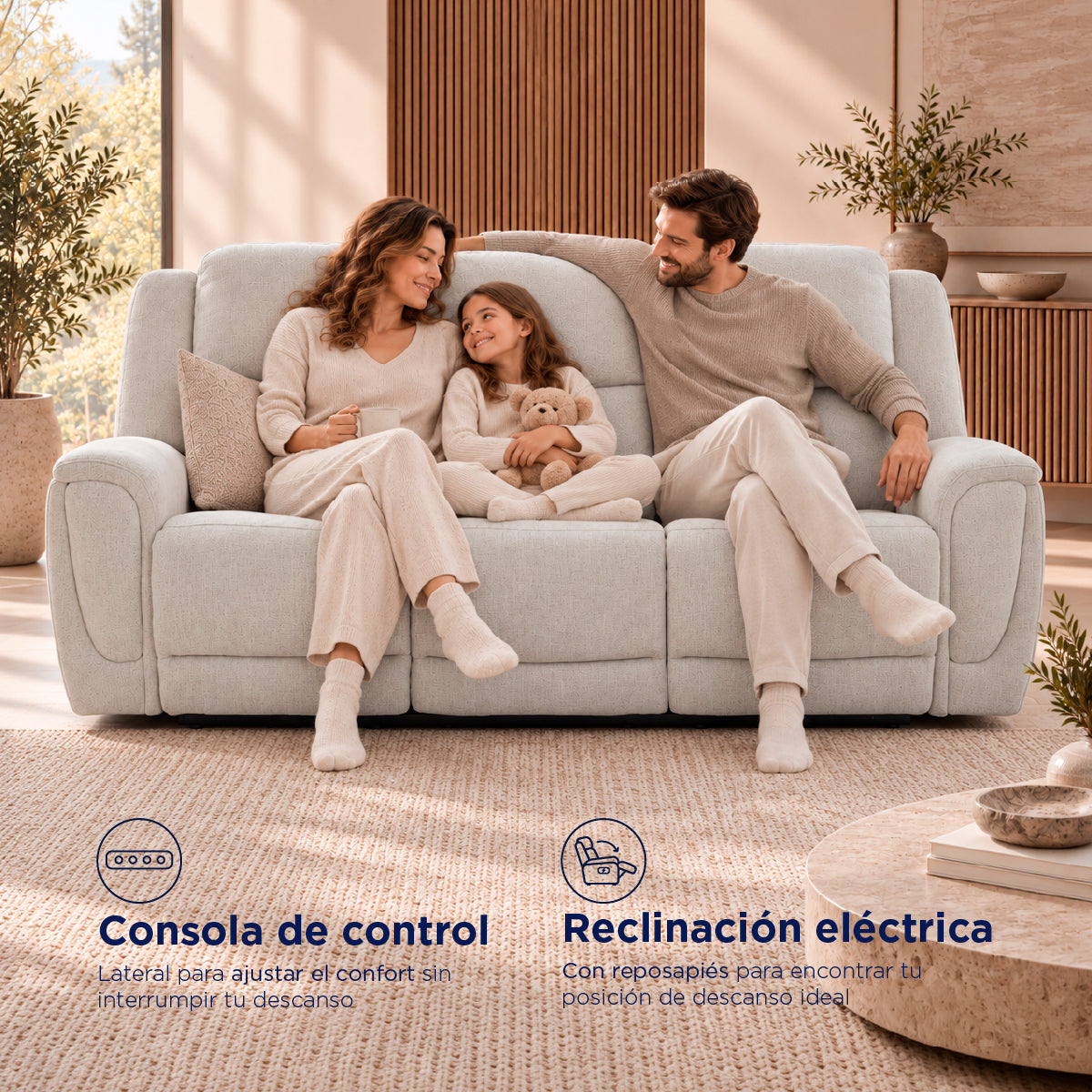 Sofá Reclinable Eléctrico Milo Spring Air Gris Plata