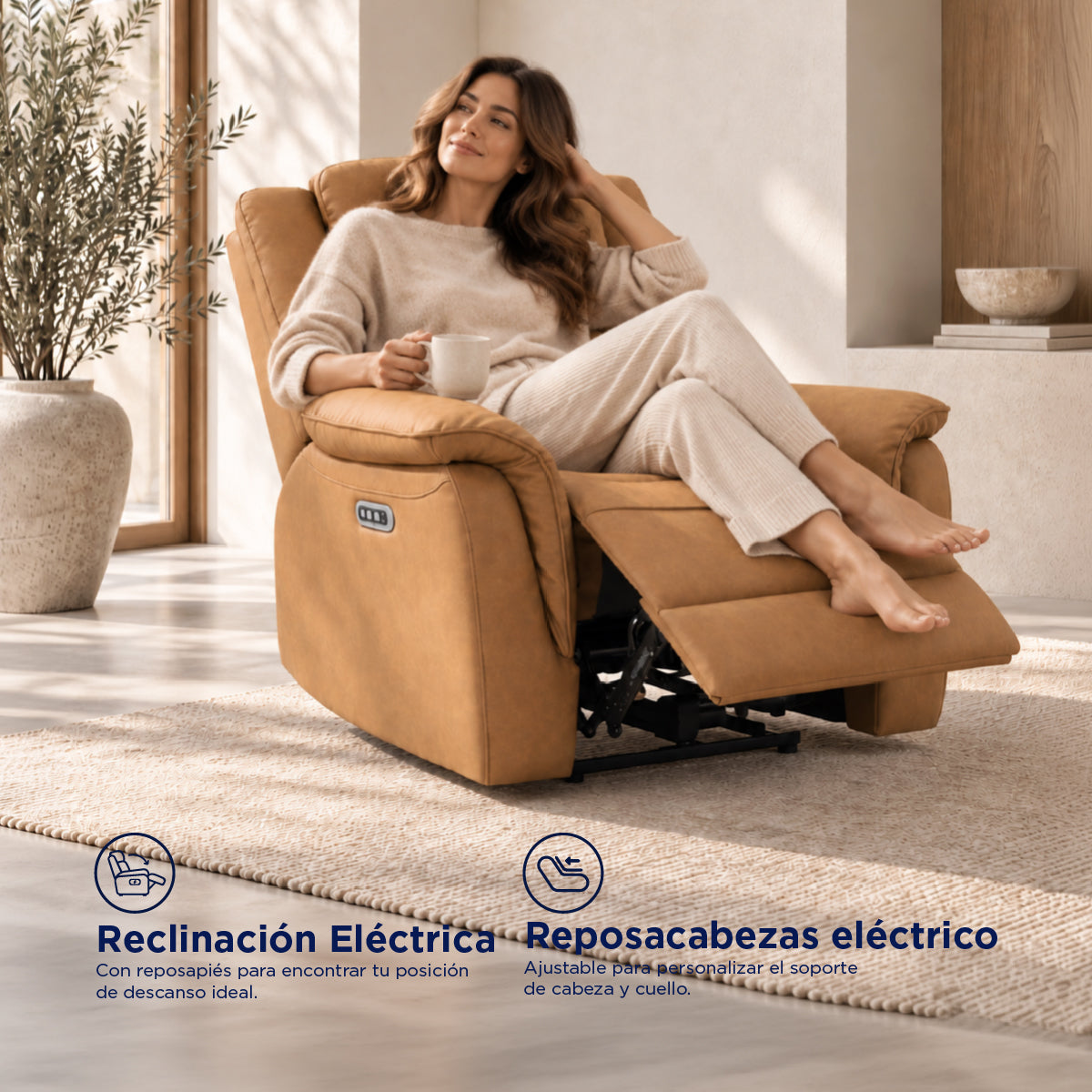 Sillón Reclinable Eléctrico Sedona Spring Air Café