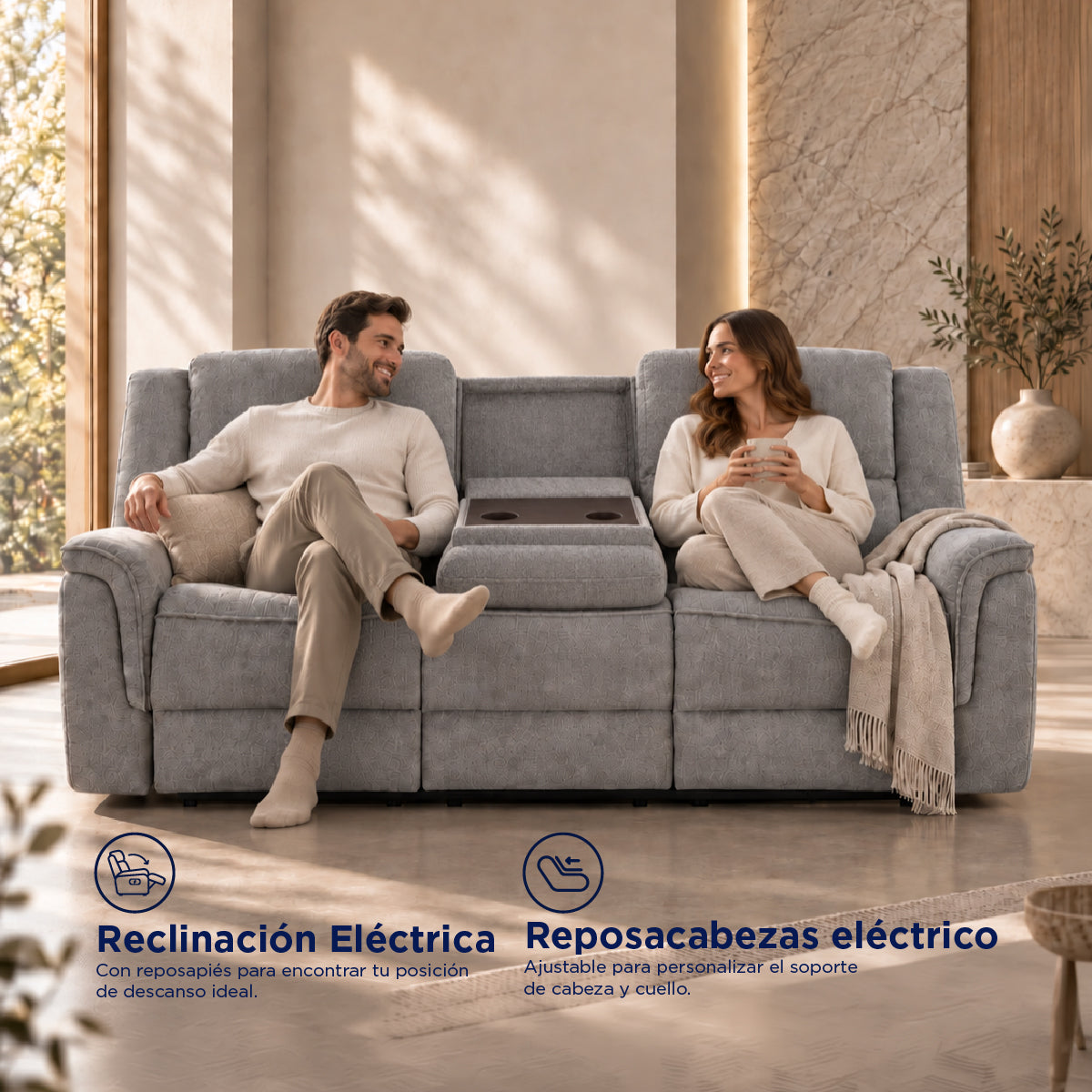 Sofá Reclinable Eléctrico Sedona Spring Air Gris